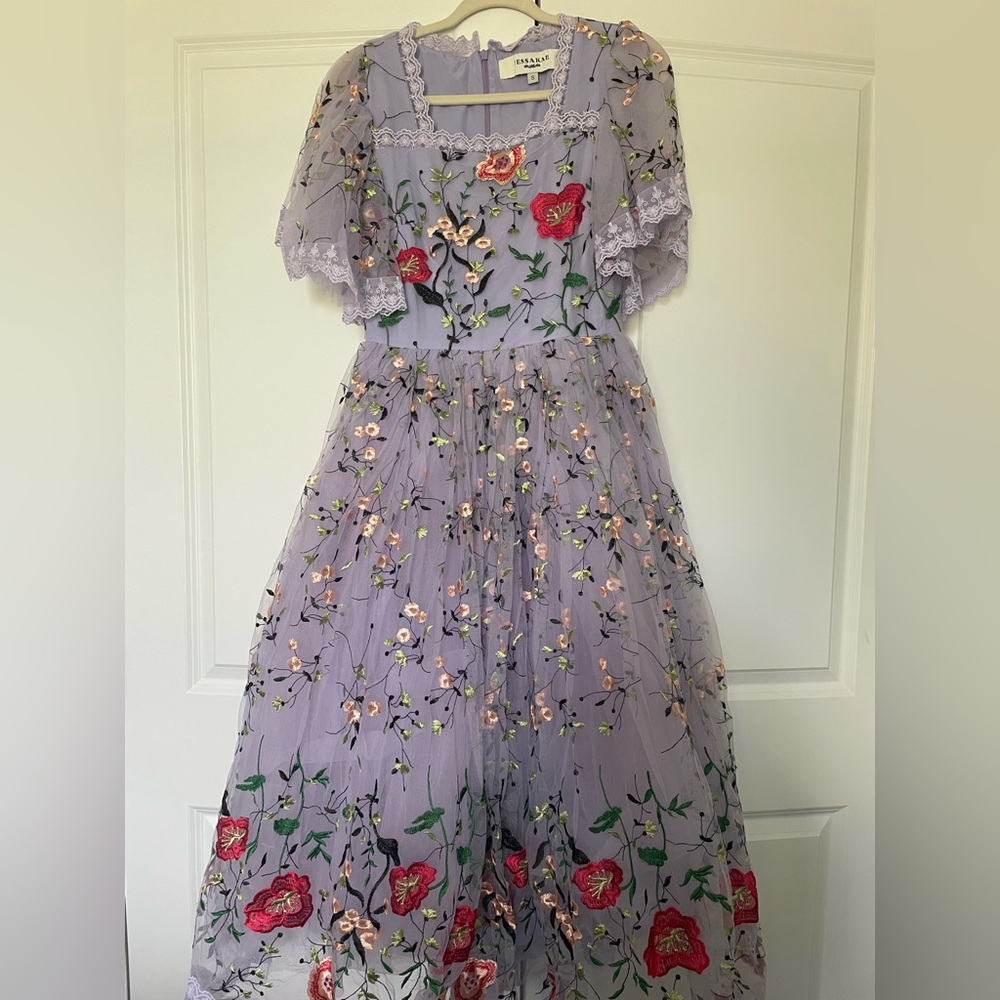 JessaKae Lavender Floral Embroidered Dress - Picture 3 of 6